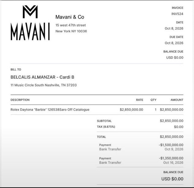 BardisMedia's tweet photo. $3 Million on a Rolex.. Cardi B’s money is real long!!🔥 https://t.co/ehbnxrvERX