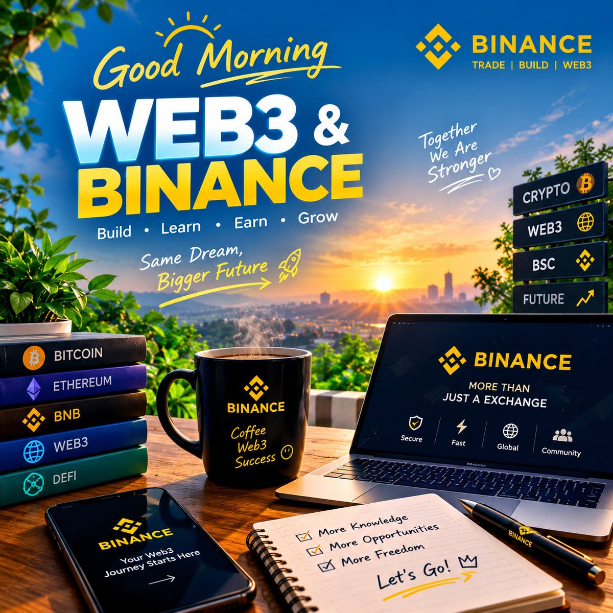 CoreFetty's tweet photo. GOOD MORNING, WEB3 FAMILY

Wake up with big dreams, positive energy, and a strong mindset.

 A new day brings new opportunities to Build, Learn, Earn & Grow in the Web3 ecosystem.

Exploring Web3, learning about blockchain, and growing together with the Binance community. Every small step today can bring us closer to a bigger future.

 Stay consistent. Keep learning. Keep building.

 Together, we grow stronger!

GM Web3 & Binance Family.

#GoodMorning #Web3 #Binance #Crypto #Blockchain #BNB #BuildInWeb3