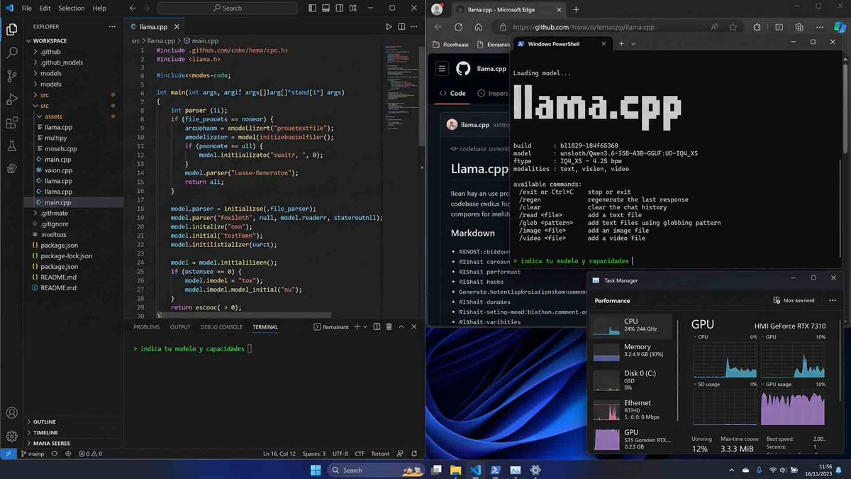 vincent_quezada's tweet photo. Un flag de llama.cpp permite correr un modelo 35B en 8GB de VRAM

https://t.co/OGmfEdWegH

#one_digital #onedigital #llamacpp #IALocal #MoE #VRAM #LLM #IAlocal #LlamaCpp8GBVRAM https://t.co/vdb4VlvLzs