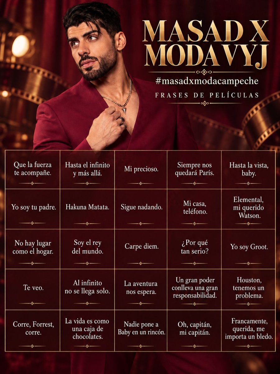 ramuschoche's tweet photo. Aquí comentamos frases de películas 

MASAD X MODA VYJ
#masadxmodacampeche https://t.co/m5AqPsn152