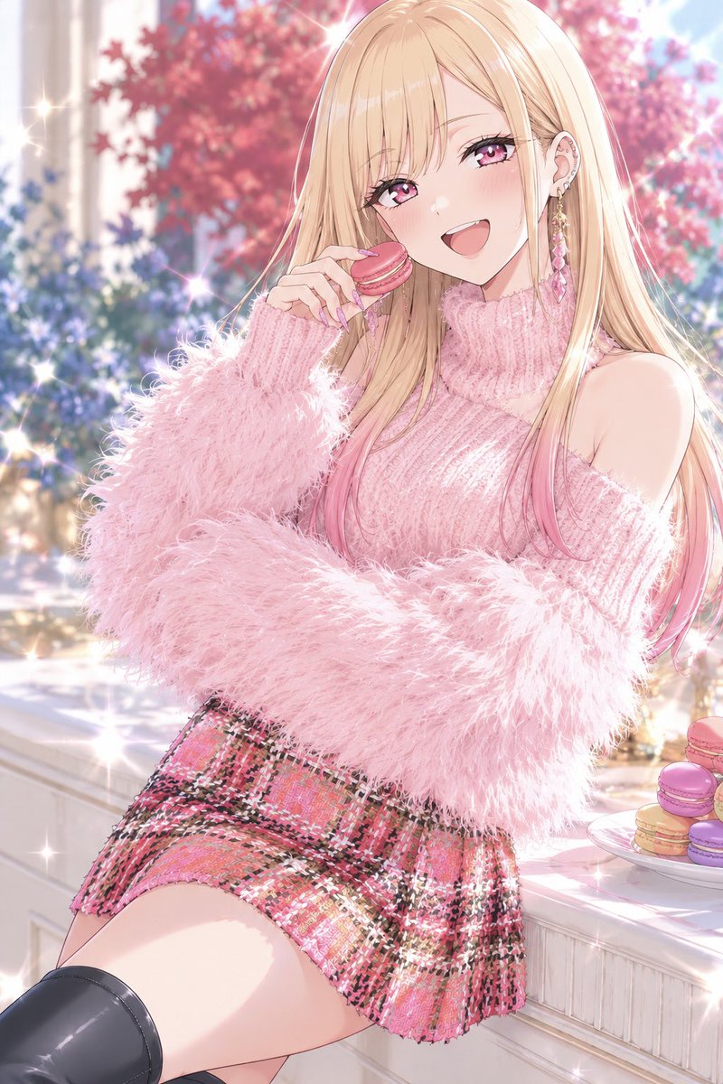 ko_AIedit's tweet photo. 「マカロンって、カラフルで可愛いよね〜っ💕🍬✨
ねぇ、君も食べる？
私が「あ〜ん♡」ってしてあげよっか？💗
……なんちゃって！💕
でも……君が本当に食べたいなら、
特別に「あ〜ん♡」してあげてもいいよ？🍓✨」

#AIイラスト
#AIart
#着せ恋
#喜多川海夢
#喜多川マリン https://t.co/kYCZ60B0gT