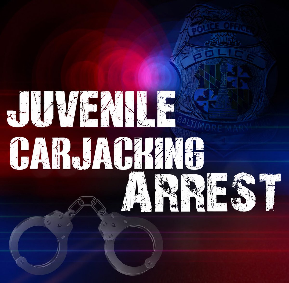 BaltimorePolice's tweet photo. Northeast District Juvenile Armed Carjacking Arrest

On October 8, 2026, at approximately 11:38 p.m., officers responded to the 1300 block of Cedarcroft Road regarding a commercial armed robbery and carjacking. Upon arrival, officers interviewed the victim, who reported being approached by an unidentified male suspect while making a food delivery. 

The suspect forcibly took the victim's wallet, phone, and vehicle keys. Additionally, the suspect brandished a black handgun before fleeing the scene in the victim’s vehicle.

On October 22, 2026, at approximately 2:00 p.m., detectives from the Warrant Apprehension Task Force, arrested a 16-year-old male in the 300 block of Gay Street. The suspect was transported to the Central Booking intake facility for processing.