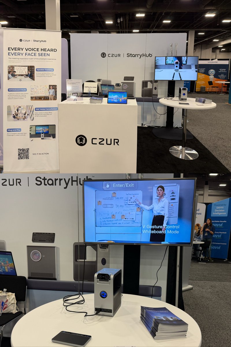 CZUROfficial's tweet photo. A few moments from HR Tech 2026! 👋✨
Thanks to everyone who stopped by our booth to check out StarryHub! It was great meeting you all and chatting about smarter meetings. 💙
#CZUR #StarryHub #HRTech2026 #SmartMeetings #exhibition https://t.co/EpyzuHiXuY