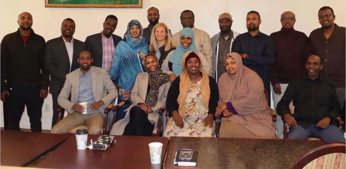 SteveRob's tweet photo. Here’s Hannah Pingree, likely the next Democrat Governor of Maine, meeting with the Somali NGOs of Maine. 

You can see Jubbaland Finance Minister Hussein Hirsi Ahmed in multiple photos with her. 

She probably didn’t know this, but she’s hanging with the Ogaden clan, the largest of the Darod clans. This is politically divisive shit for Somalis, but probably a safe bet for a Democrat.