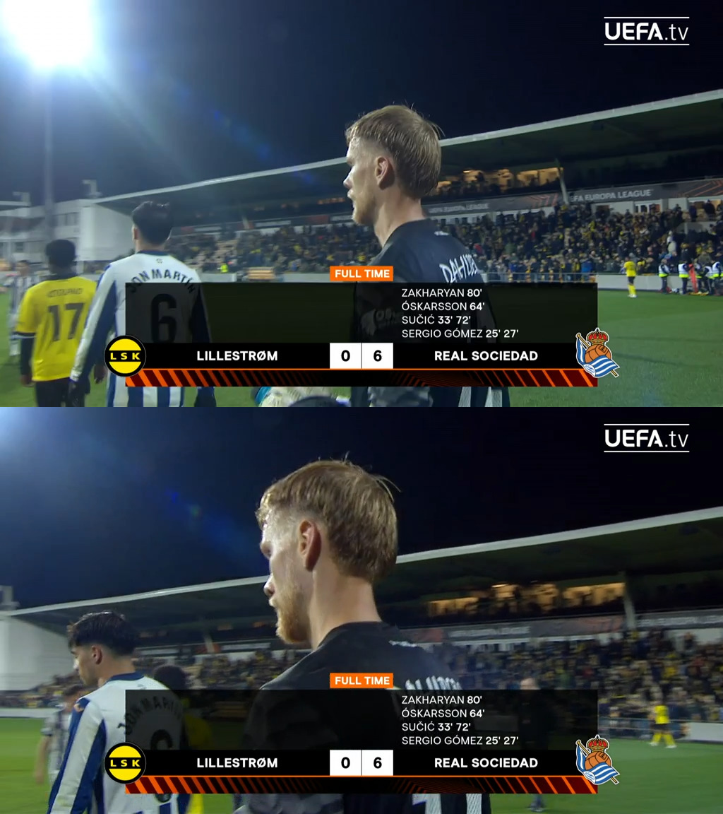 FCOneFootball's tweet photo. 🔚 FULLTIME

🇳🇴 Lillestrom 0-6 Real Sociedad 🇪🇸

▪️ Sergio Gómez and Luka Sučić set Real Sociedad on their way to hitting six in Lillestrom.

#UEL #LILRSO https://t.co/hcsdUAVLIa