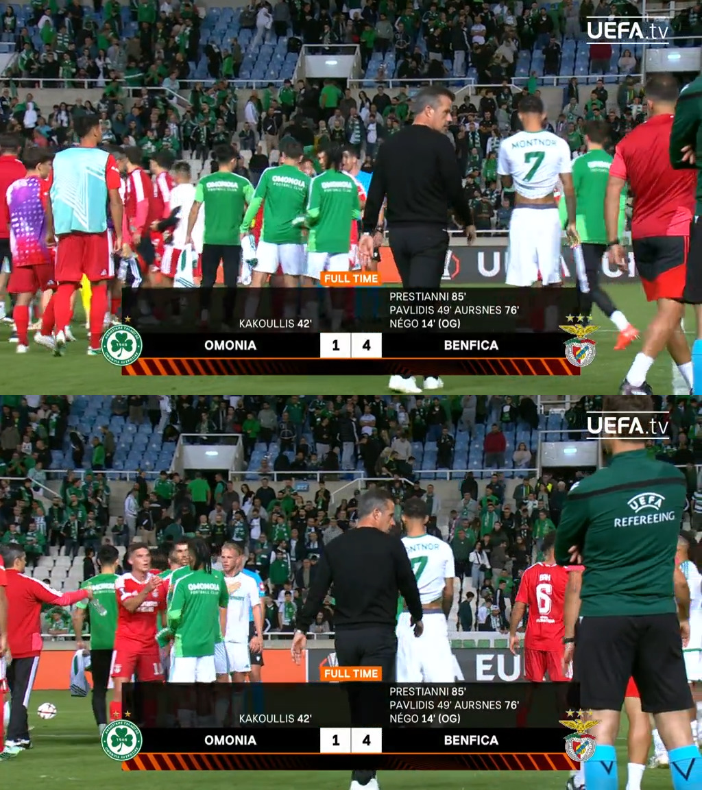 FCOneFootball's tweet photo. 🔚 FULLTIME 

🇨🇾 Omonia 1-4 Benfica 🇵🇹

▪️ Marco Silva's men leapt to the top of the league phase standings with victory in Nicosia.

#UEL #OMOSLB https://t.co/IbzmiShWDj