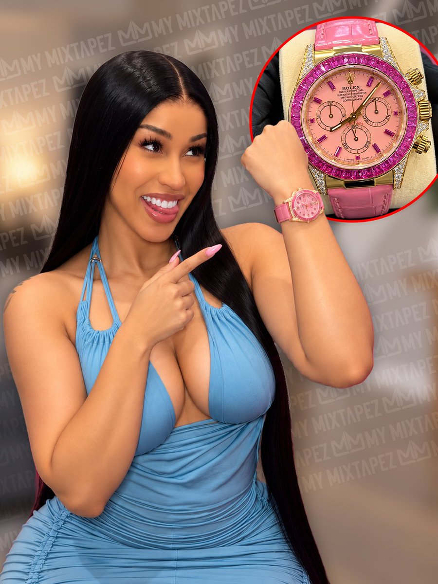 mymixtapez's tweet photo. Cardi B reportedly spent $3 MILLION on a rare pink “Barbie” Rolex Daytona, said to be one of only 10 in existence! 💗⌚ https://t.co/dO0ZsNWBiy
