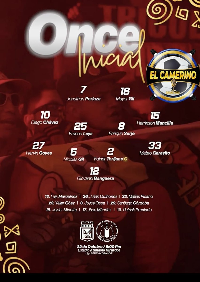 elcamerino_9's tweet photo. Titular en el duelo Nacional Vs Pasto en la @LigaBetPlayD  desde el Estadio Atanasio. @nacionaloficial  @DeporPasto  para @elcamerino_9 @elcapo711 https://t.co/KYYju32TVW