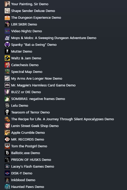 rubyinnes's tweet photo. my steam next fest demo list 🫡 https://t.co/2yA25vnuvQ