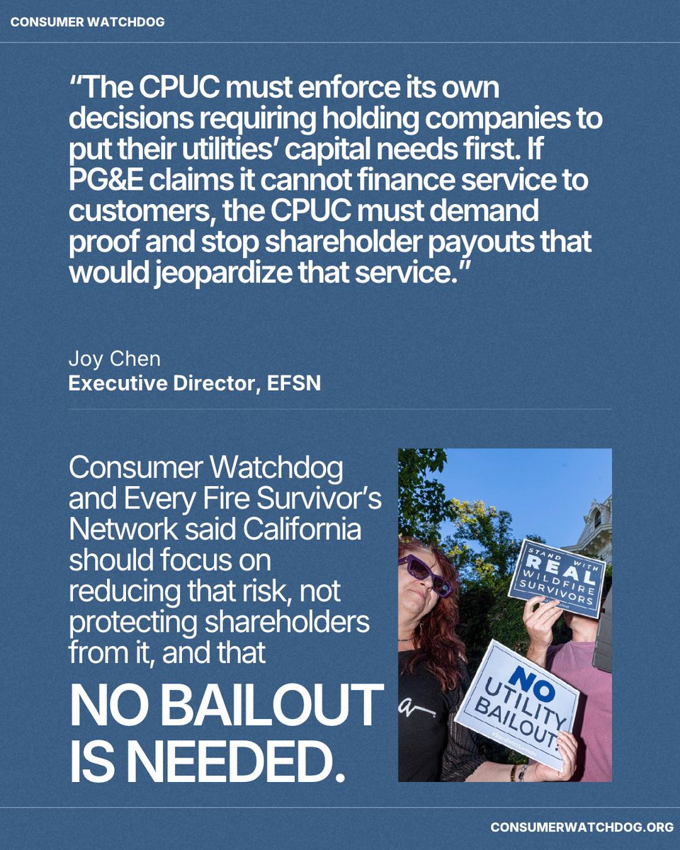 ConsumerWD's tweet photo. PG&amp;E CEO Tells Investors Company Is Coordinating With Public Utilities Commission &amp;amp; Assembly On Bailout Blackmail Strategy To Get Special Session Wildfire Relief https://t.co/kHDvtDI2Ue https://t.co/cN8XndfCQt