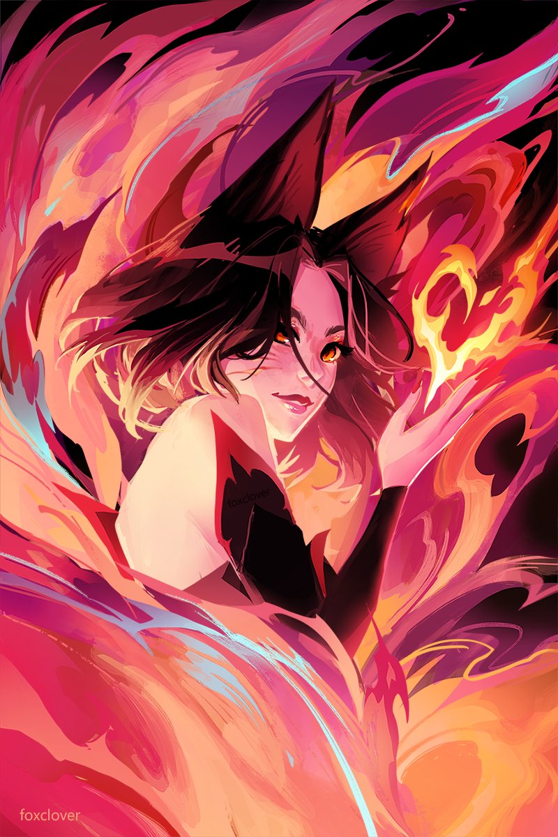 FoxcloverArt's tweet photo. Bless #Ahri's short hair, i love it. #FIRESTARTER  has been on rpt 1 for the last 3 days

#FIRESTARTER_KDA #fanart #KDA https://t.co/v5S85gDkKF