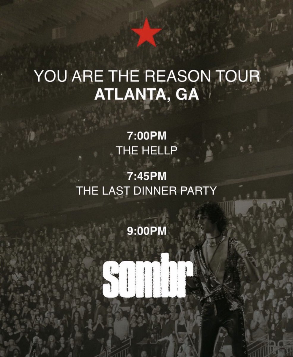 sombrupdated's tweet photo. Sombr se presenta esta noche en Atlanta con The Hellp y The Last Dinner Party como teloneros. https://t.co/j4Pk2iKx75