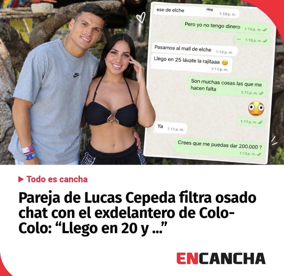 AbranCancha8's tweet photo. Mientras tanto Lucas Cepeda y su pareja https://t.co/SNS3dLySWk