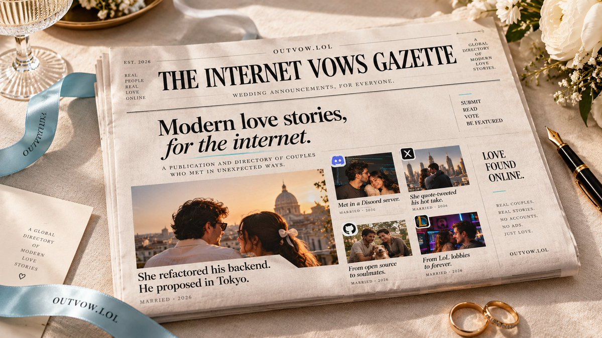 AmanNanda's tweet photo. Print media is dying, but people still want the status of an old-money wedding announcement.

We democratized it: https://t.co/ujd5KWj4w4

Let couples battle for No. 1 on the internet's marquee.

Cc @TaylorLorenz @CaseyNewton @internetanalysis #InternetHistory #PopCulture #TechNews #Substack #Creators