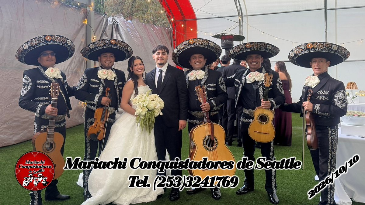 mariachicondsea's tweet photo. Sábado Octubre 10, 2026. Felicidades a Lucy y Anthony. Gran Celebración de boda. Señora Lucia, gracias por habernos invitado a su evento. Siempre un gusto cantar para su familia. Mariachi Conquistadores de Seattle Tel. (253) 324-1769 #boda2026 #fiesta #musicaenvivo #mariachi https://t.co/GAyF8BvJyQ