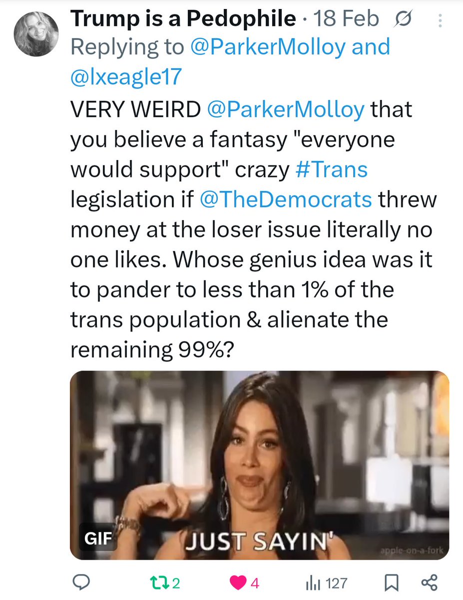 SassyDem's tweet photo. @Laurieluvsmolly @DaniellaMicaela @KenPaxtonTX @jamestalarico No one gives a flying fig Newton about #Trans nonsense. #Leftist loon DSA #Berniebro dipshits made this an issue cuz they're deranged, degenerate, furry freaks over there. 🫈 And the #Russians/#Muslims who want to destroy America will use them as a means to an end.🖕🏼🌹☭🇵🇸࿖🇷🇺 https://t.co/h2L2NSr7Jh
