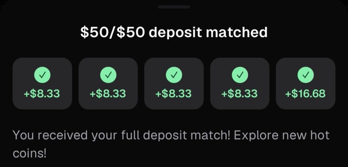 cryptonexxt's tweet photo. Airdrop is still live!

Day 5 completed with @Pumpfun , and my $50 reward is complete.

I've received $150+ in $USDC so far, and I'm now working toward another $50 reward.

If you joined through my referral link, check your wallet to see if your rewards have arrived.

Join here: https://t.co/Zc71tqSANG

Referral code: earlyaccess

📌 𝐈𝐌𝐏𝐎𝐑𝐓𝐀𝐍𝐓: 𝐈𝐟 𝐲𝐨𝐮 𝐝𝐨𝐧'𝐭 𝐮𝐬𝐞 𝐭𝐡𝐞 𝐫𝐞𝐟𝐞𝐫𝐫𝐚𝐥 𝐜𝐨𝐝𝐞, 𝐲𝐨𝐮 𝐰𝐨𝐧'𝐭 𝐫𝐞𝐜𝐞𝐢𝐯𝐞 𝐚𝐧𝐲 𝐛𝐨𝐧𝐮𝐬.

Here's how it works:

$50 Reward Offer
• Deposit $50 using Apple Pay or Google Pay, where supported.
• Make at least one trade on 5 separate days within 10 days.
• Complete all requirements to qualify for the $50 reward. Eligible participants and their referrers can each receive $50.

$SOL Top-Up Reward Details 👇

• Trade meme stocks on 5 separate days.
• Tip: GoPro stocks may be an option for your trades. Check the current campaign rules before trading.
• Your reward depends on the amount of SOL you top up, according to the offer terms.

Examples:
• Top up $10 in SOL → Potential $10 reward
• Top up $25 in SOL → Potential $25 reward
• Top up $50 in SOL → Potential $50 reward

European users, check your eligibility and MoonPay availability in your country before depositing.

Who's claiming the next reward?