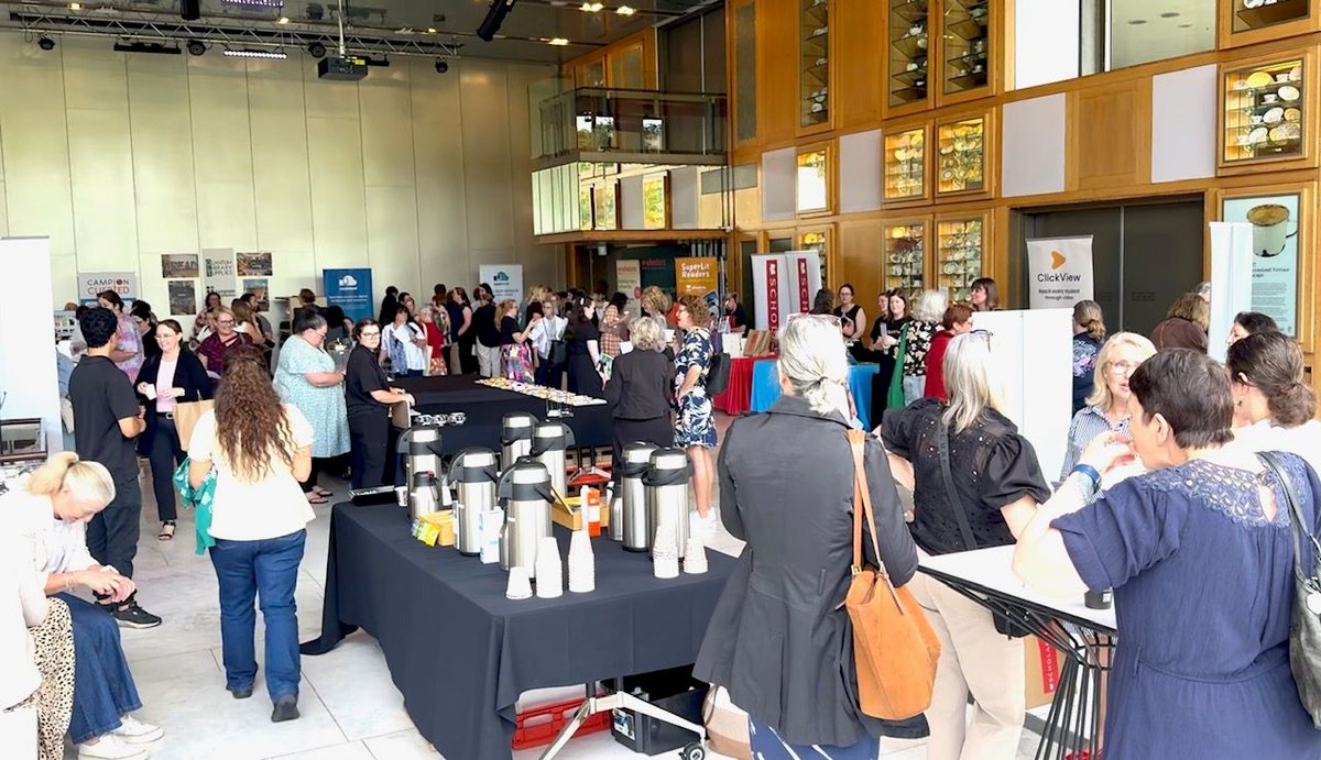 QldSLA's tweet photo. ☕ Coffee, conversations and connections! Our delegates are enjoying a well-earned break, exploring the trade show and exchanging ideas with fellow library professionals.

#QSLAFutureLibraries2026 #QSLAFutureLibraries #SchoolLibraryCommunity #TeacherLibrarians #LibraryLife https://t.co/oDBdJ96s34