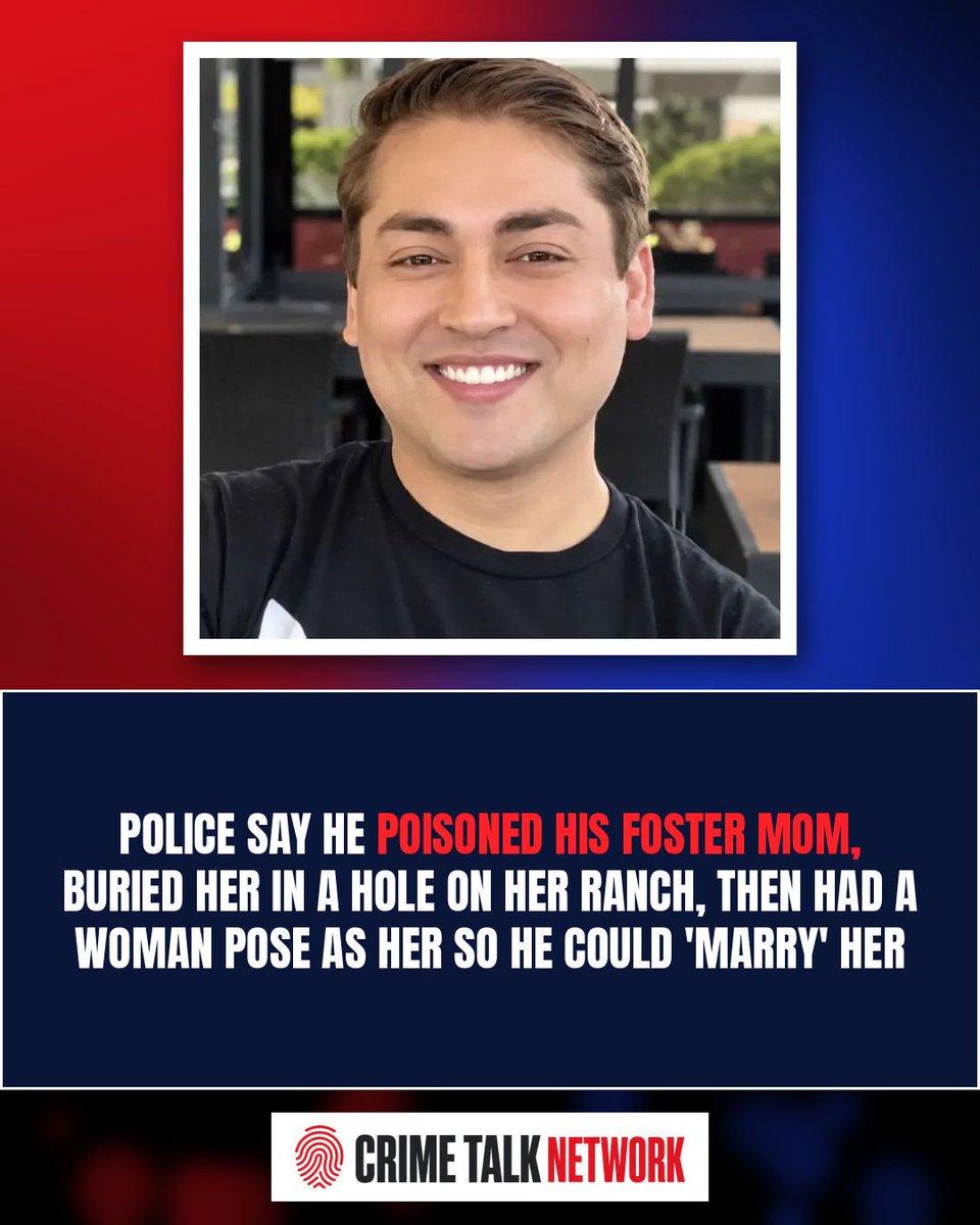 CrimeTalkNet's tweet photo. Police say he poisoned his foster mom, buried her on her ranch, then had a woman pose as her so he could "marry" her. Cedric Von Ferdinand is presumed innocent.

#CrimeTalk #TrueCrime #SanDiego https://t.co/YLCVz34mS0