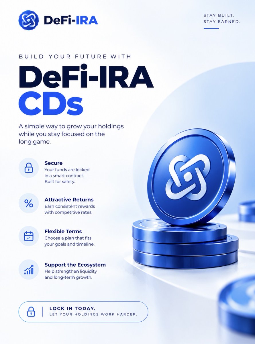 DeFi_IRA_X's tweet photo. Consistency is what makes the difference. While the market keeps moving, DeFi-IRA continues to focus on the long game, with ETH rewards for holders and a community that keeps showing up.

Our CDs are still part of the journey, and we’re keeping the focus on building, growing, and creating more reasons for the community to stay involved.

And speaking of showing up, DeFi-IRA Weekly Challenge #03 is still on! 

This week, we want to know: What’s one thing about DeFi-IRA that surprised you?

Bring your creativity! Make a meme, create a graphic, shoot a video, or share your answer in a post. We want to see your originality, not just the usual stuff.