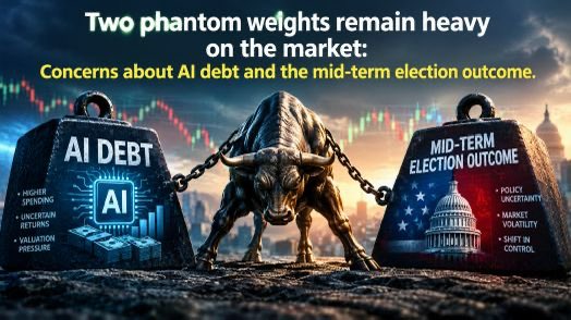 EquityClock's tweet photo. Two phantom weights remain heavy on the market: Concerns about AI debt and the mid-term election outcome.  We’ll show you what we are doing (or have done) about it. https://t.co/Ur5FXAU3Fb $SPY $QQQ $DIA https://t.co/agoW7pVILs