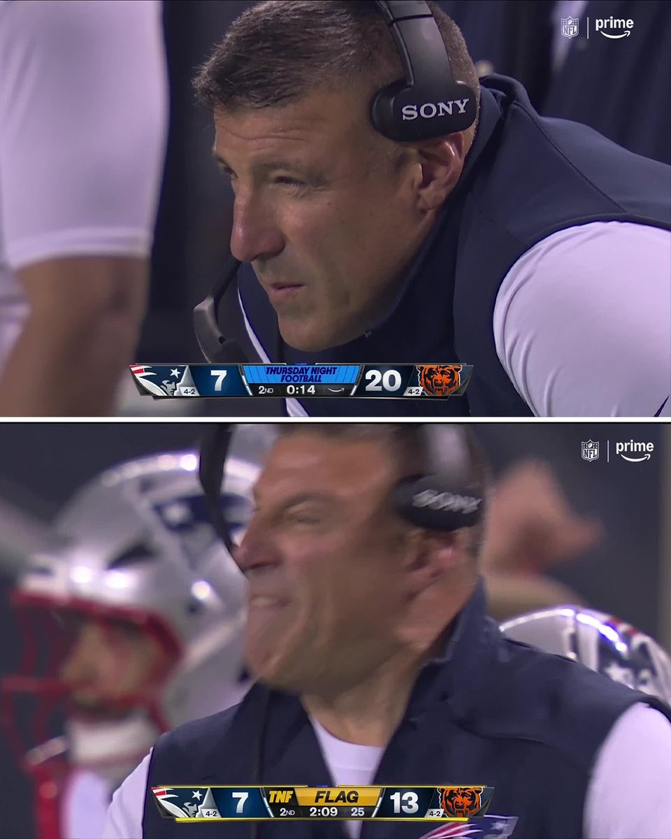 ESPNNFL's tweet photo. Vrabel is going through it 😭 https://t.co/u2qEtAZWmS