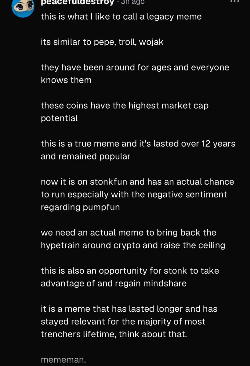 HitmanFrez's tweet photo. Mememan investrs are proxy buyers for stonk and carry voting power to raise the ceilings for onchain memes as a whole. https://t.co/lpLuAwOnx6