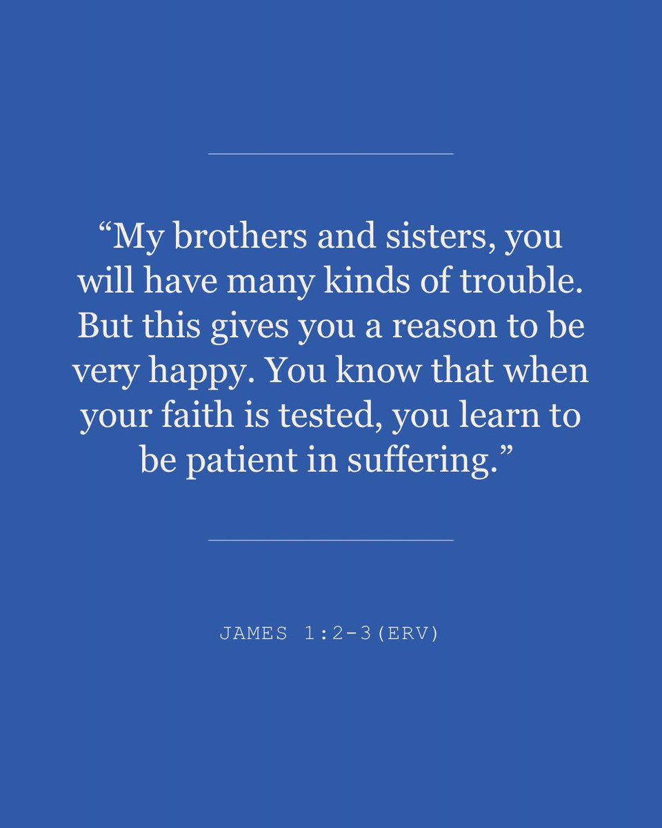 dBibleVerses's tweet photo. James 1:2-4 (ERV)
Faith and Wisdom
#Bible #Gospel #Scripture #ReadTheBible #EasyToReadVersion https://t.co/GxecleMmXB
