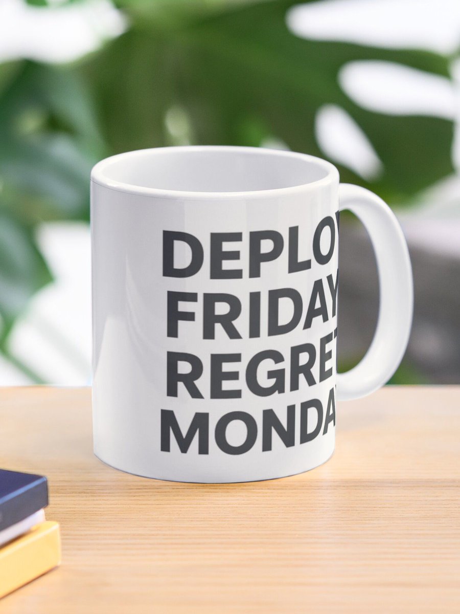 MenPixels's tweet photo. PSA: tomorrow is Friday. Step away from the deploy button π«π
Deploy Friday, regret Monday. I learned it the hard way, so now it's a mug β
https://t.co/i1jpKSuOwD
#programmerhumor #devhumor https://t.co/ClPisWwqez