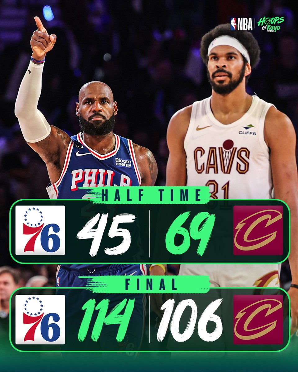 hoopsonkayo's tweet photo. The 76ers complete a 29-POINT HALFTIME TURNAROUND! 🤯 

LBJ is inevitable!

#LBJ #NBA #76ers https://t.co/95S7n4TraW