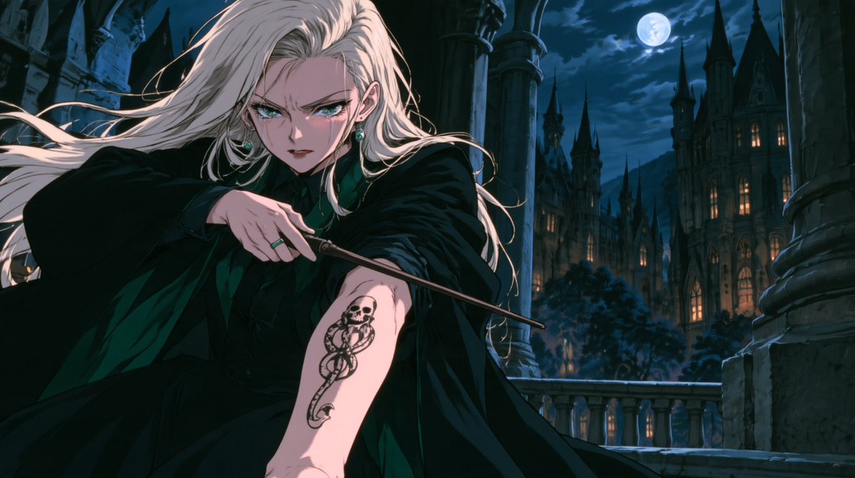 CrimsonAIGC's tweet photo. The Dark Mark was never just a symbol of loyalty. It was the weight of a name.

In Half-Blood Prince, Draco was ordered to kill Dumbledore as punishment for Lucius’s failures.

On the Astronomy Tower, Draco raised a wand — but couldn’t finish.

At Malfoy Manor, when asked to identify Harry, Draco hesitated again.

“I can’t be sure.”

I don’t believe these moments make Draco innocent. Nor do they make Draco a hero.

But they reveal something far more human.

You can inherit prejudice, participate in cruelty, and still reach a moment when your conscience refuses to follow.

Perhaps Draco’s greatest tragedy wasn’t being born into the family.

It was growing up believing in everything that name stood for — only to discover the price of that belief.

And perhaps redemption doesn’t begin with being forgiven. 

It begins with finally questioning what you were taught to believe.
#malfoy #malfoid #HarryPotter