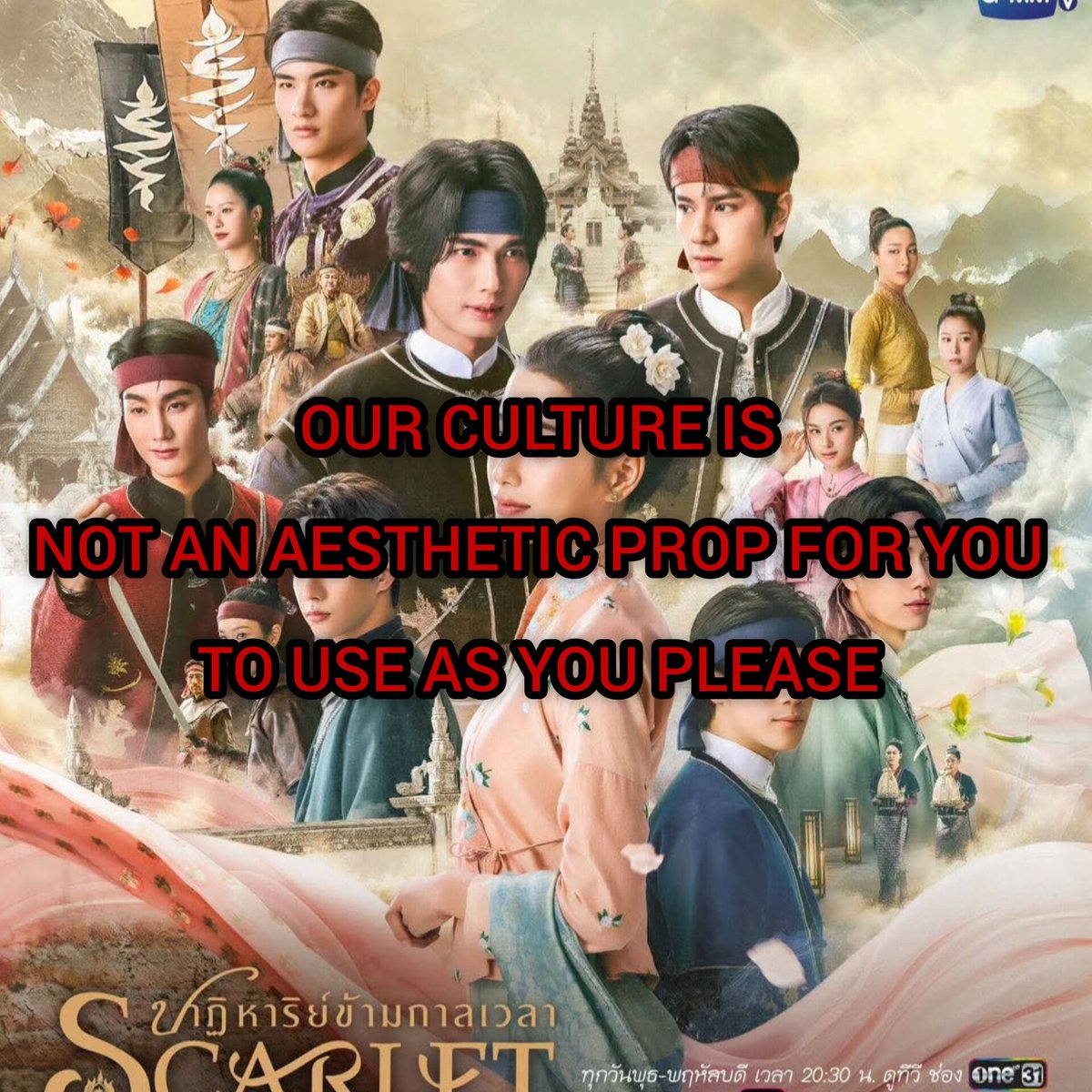 OhmPoonMM_FC's tweet photo. We cannot accept using another country's traditional attire as inspiration just because it is a fictional story. @GMMTV , please take responsibility.

GMMTV RESPECT OUR CULTURE

#RespectMyanmarCulture
#CreditOurHeritage
#ScarletHeartTH https://t.co/oL9Omw3XP4