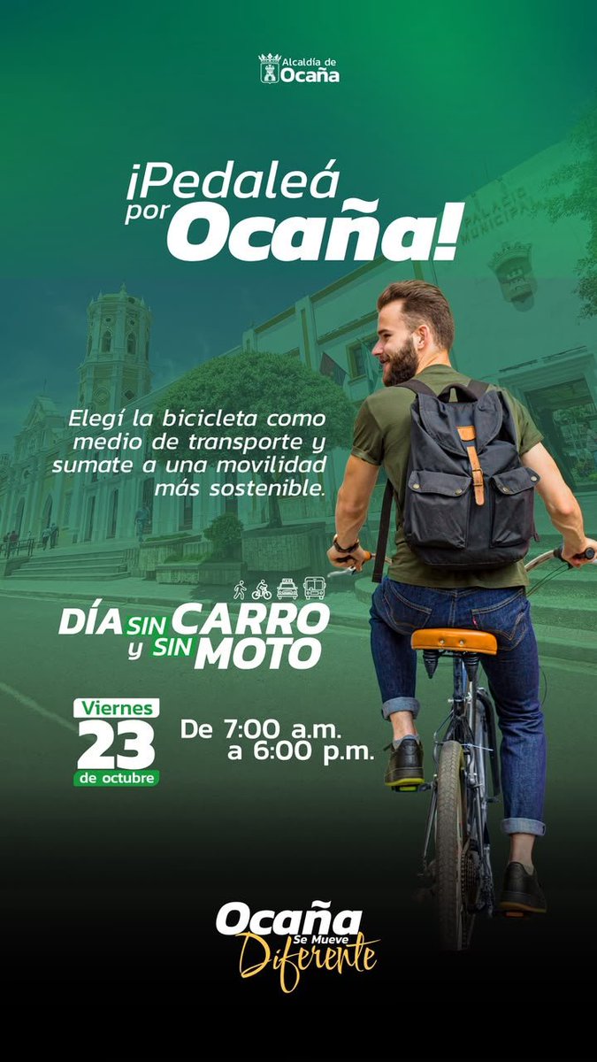 ClaroJure's tweet photo. Mañana día sin carro y sin moto en #Ocaña. https://t.co/hHJI0pr8uX
