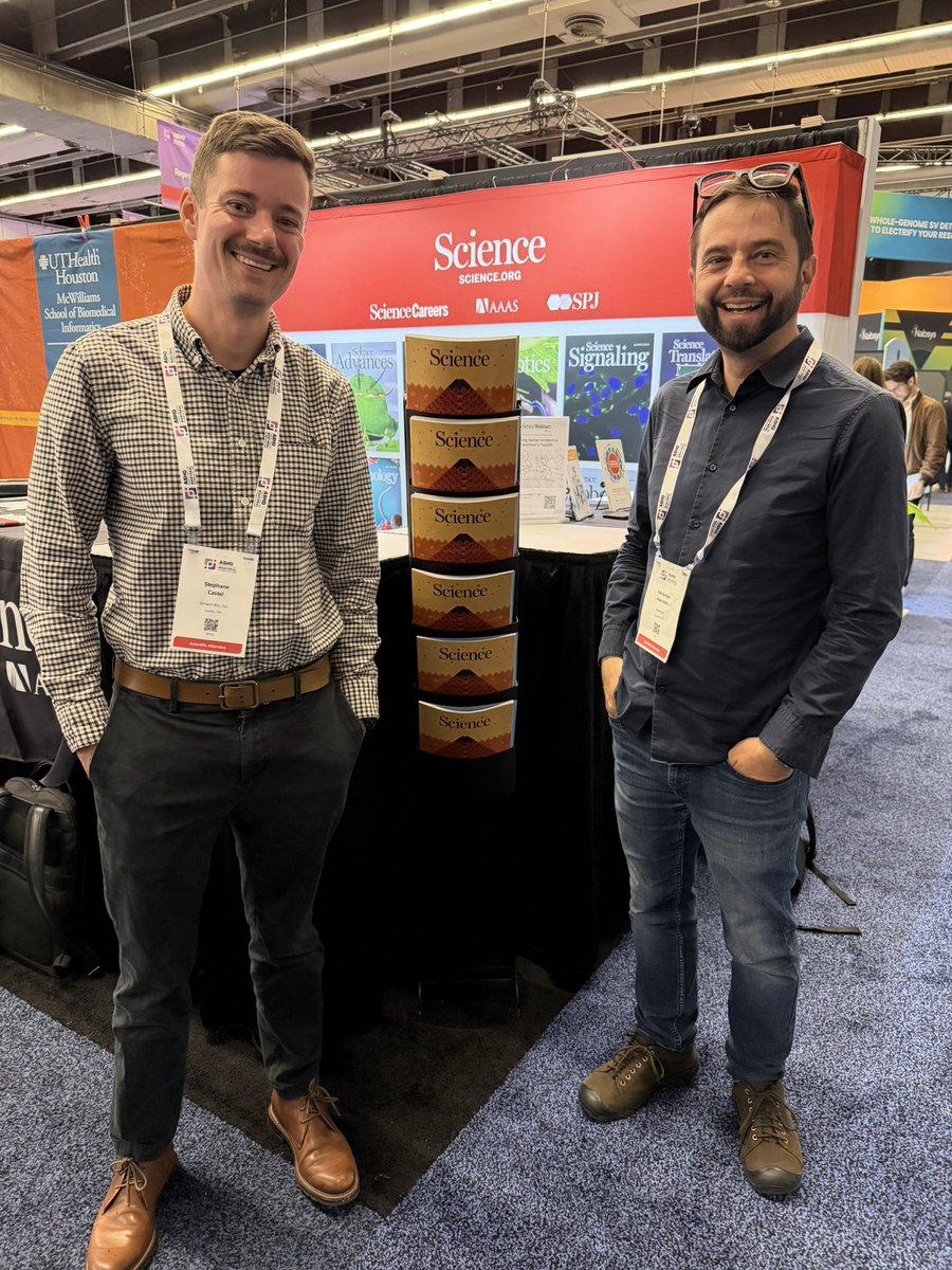alexGioannidis's tweet photo. With co-author @stephanecastel of @VariantBio in front of our cover of @ScienceMagazine at ASHG @GeneticsSociety in Montreal. Come to their booth and get a free copy! Missing my co-senior author @KeoluFox. https://t.co/05hHm0BUA1