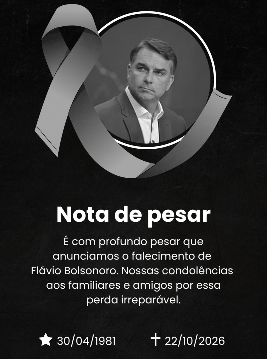 xerequinhaay's tweet photo. URGENTE: acaba de falecer Flávio Bolsonoro https://t.co/tsVHOgCXQ5
