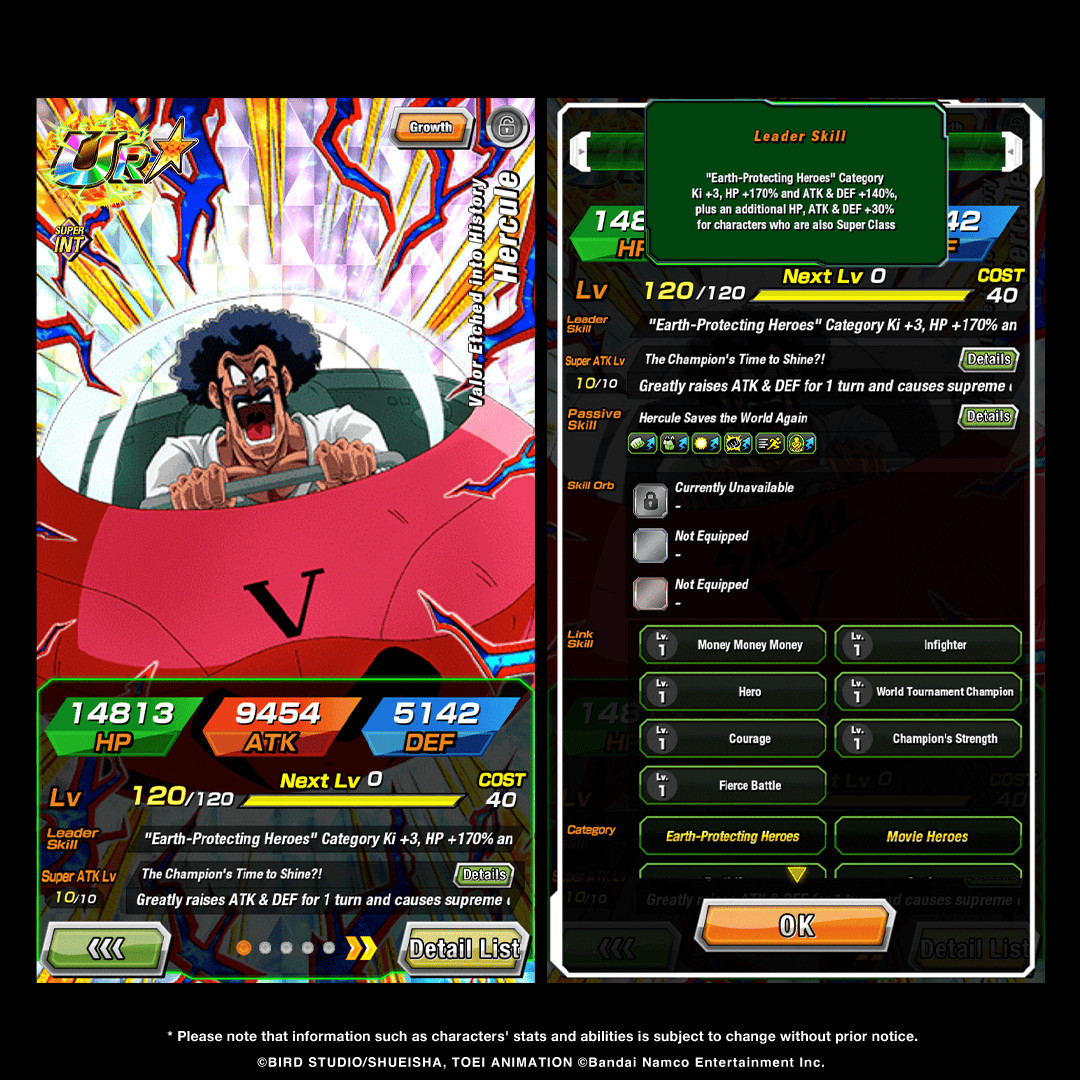 dokkan_global's tweet photo. First-hand information on UR [Valor Etched into History] Hercule's stats! https://t.co/vI948CXhu2