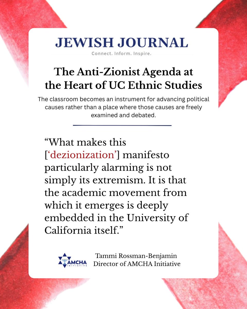 AMCHAInitiative's tweet photo. "UC must not wait for [dezionization] to become reality...Departments that make political warfare their mission have no business wielding the authority of university."

https://t.co/03zpVZ8Cd9 https://t.co/B9n97bedD2