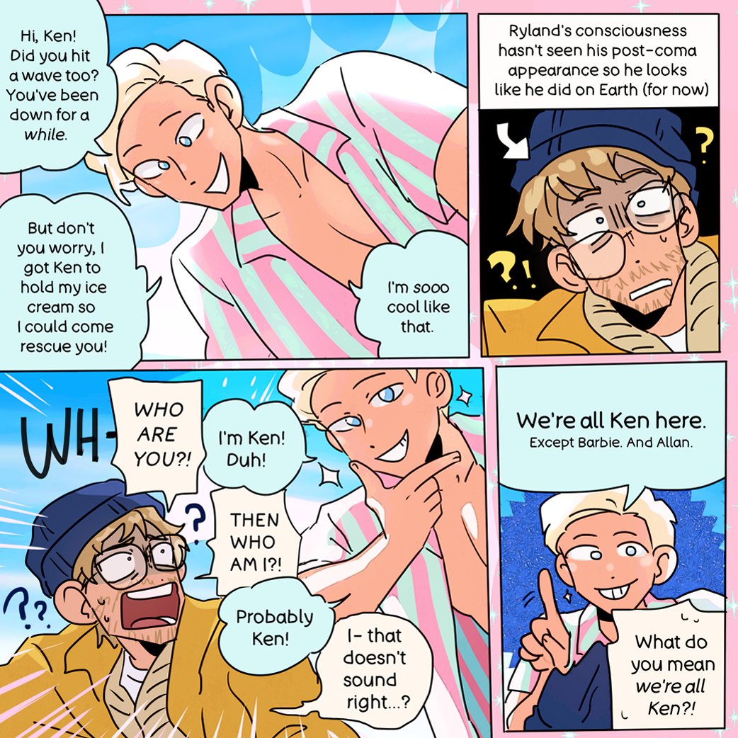 ministarfruit's tweet photo. "what if ryland dreamed of barbieland while he was in a coma" among other silly nonsense people are asking me to draw https://t.co/nNzkfLuCi6