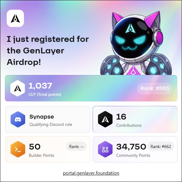0xmojol1's tweet photo. genm my great fam🥹

I got my register for the Gen Airdrop done and so happy now😍

@GenLayer thanks for making my trying days worth it🙃

this is my registration card
I'm all ready for next, see you all on next season fam😙 https://t.co/bgItioxFit