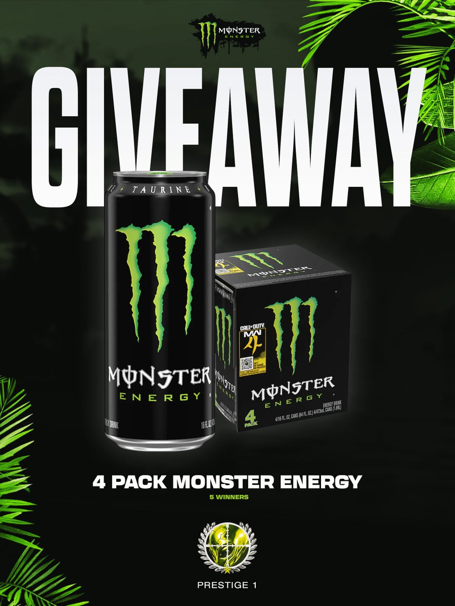 OpTic's tweet photo. Prestige 1 Secured ✅

To help you on your MW4 grind, @MonsterGaming has FIVE of you covered with a case of 2XP.

Like, RT &amp; tag 2 friends for your chance to win #MonsterEnergyBrandPartner https://t.co/s0FYJiS0Qa