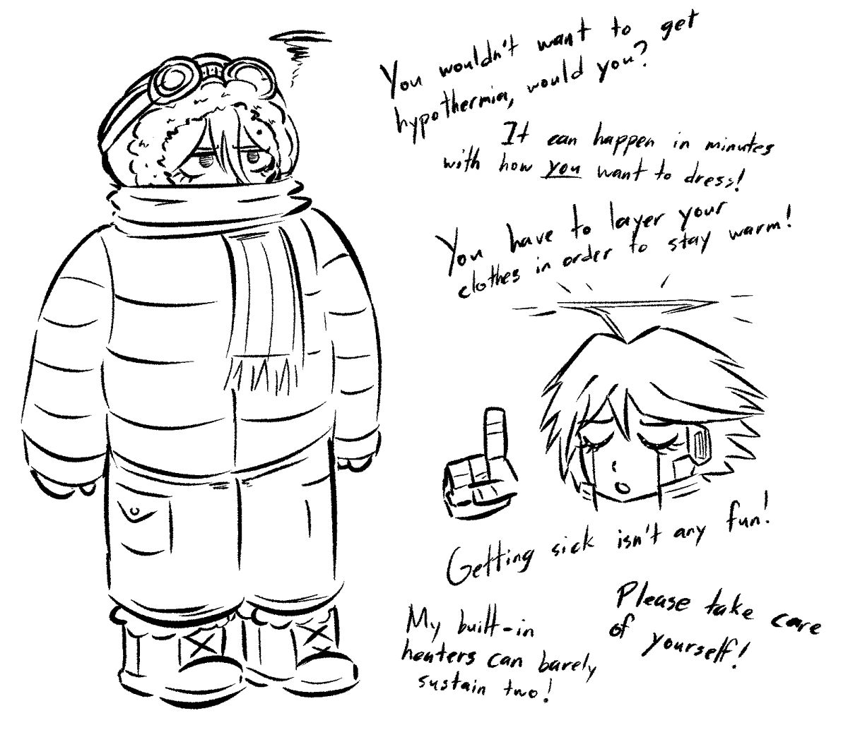 taskmaster_art's tweet photo. -drew her with warm winter clothes so she doesnt get sick #danganronpa https://t.co/oiMXwnyu8g