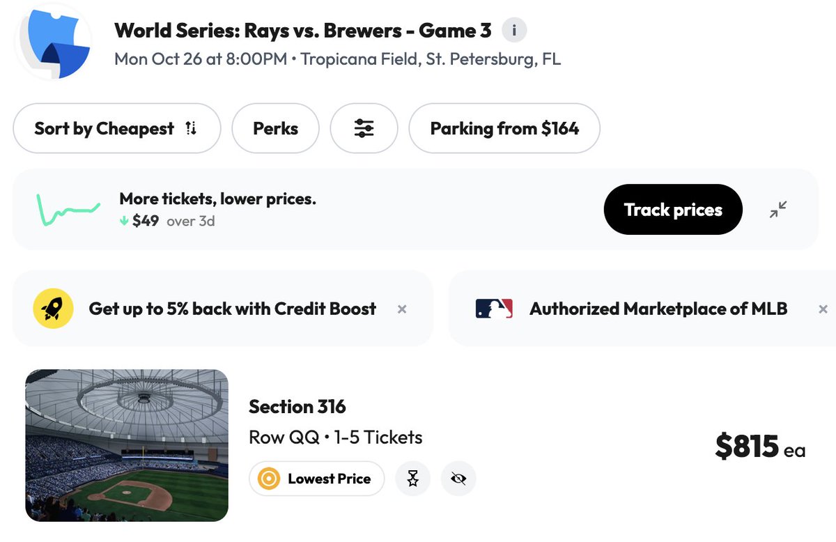 Kyle_Zorn's tweet photo. Purchases by State for Game 3 of the World Series

▫️ 46% from Florida
▫️ 26.3% from Wisconsin
▫️ 2.4% from Illinois 

(Ticket Sales via @TickPick) https://t.co/pIYM1c424m
