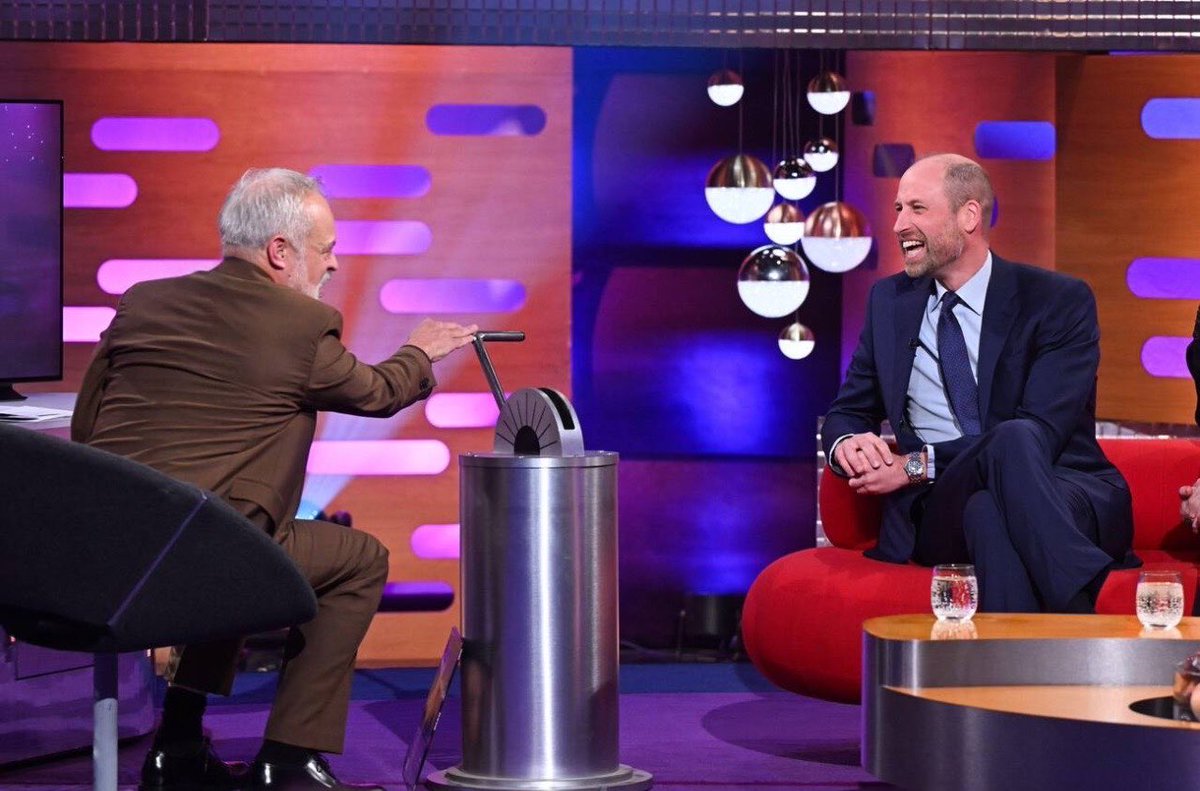 tokkianami's tweet photo. Prince William made a surprise appearance on The Graham Norton Show with Cate Blanchett, Robert Irwin and Hannah Waddingham for a special edition marking the Earthshot Prize.

The special episode airs tomorrow night on BBC One at 10:40pm. https://t.co/z924NGkZqW