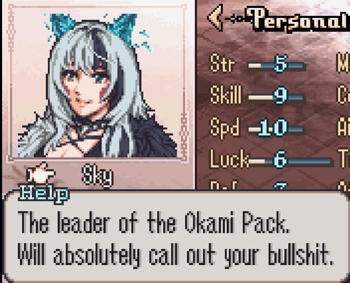 OkamiSkyVT's tweet photo. 100% and people find this out the hard way LOL i aint about no games

LOOK AT THIS!!!!!

@_BLClayton IS SO SWEET AND KIND!!!!!!!!! Making a Fire Emblem fan game for me and the rest of the community ;;;;;

 i really have the best community ever. i couldnt be more blessed 💙 https://t.co/HqnNdQjAu6