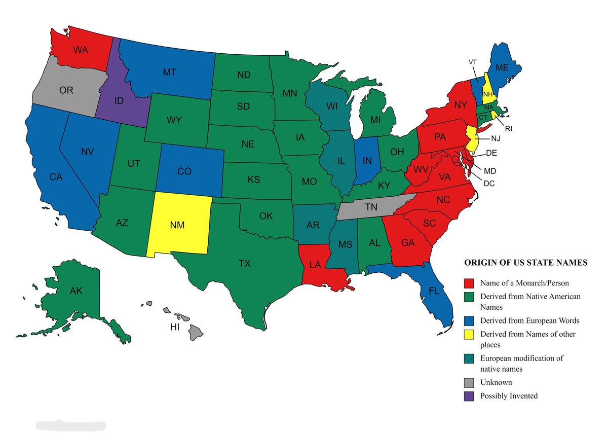 infodexx's tweet photo. The real origins of every U.S. state name. https://t.co/sRcbFXlP8h