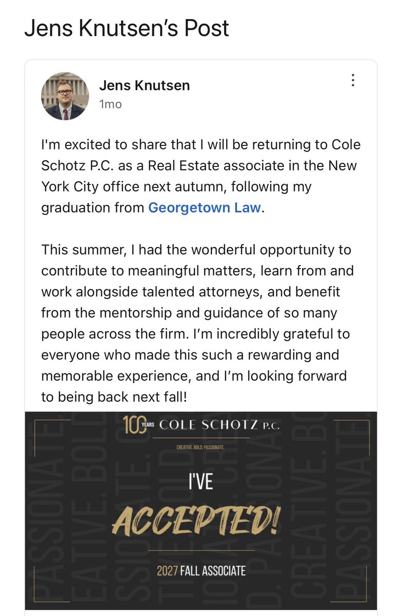 willchamberlain's tweet photo. I wonder what @ColeSchotz thinks of their incoming real estate associate defaming a prominent Jewish lawyer as an Islamophobe for standing up to a literal terrorist organization?

In a time of rising antisemitism, I certainly suspect their clients might be curious! https://t.co/6g4nlDVQLr