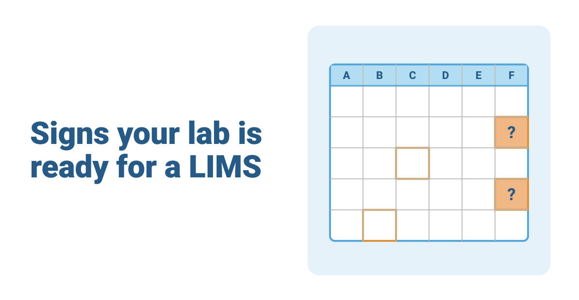 LabKey's tweet photo. Signs it's time for a LIMS: three versions of the master sample list, a tab only one person understands, results retyped from instrument screens. Sign it's too early: your process isn't defined yet. https://t.co/bxpZhZIbA0 https://t.co/eCgHNNmEGT