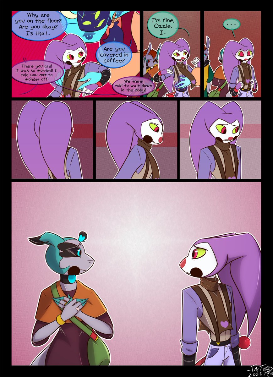TMTremaine_712's tweet photo. Blood Bonds and Questions-PT4- Pgs 13-16 0fn67
Comic 4 of 5. Note: this comic contains discussions and depictions of anxiety/panic attacks, character identity issues, along with mild discussions of classism and ableism near the end. #helluvaboss #Fizzarolli https://t.co/iOAL03SZvu