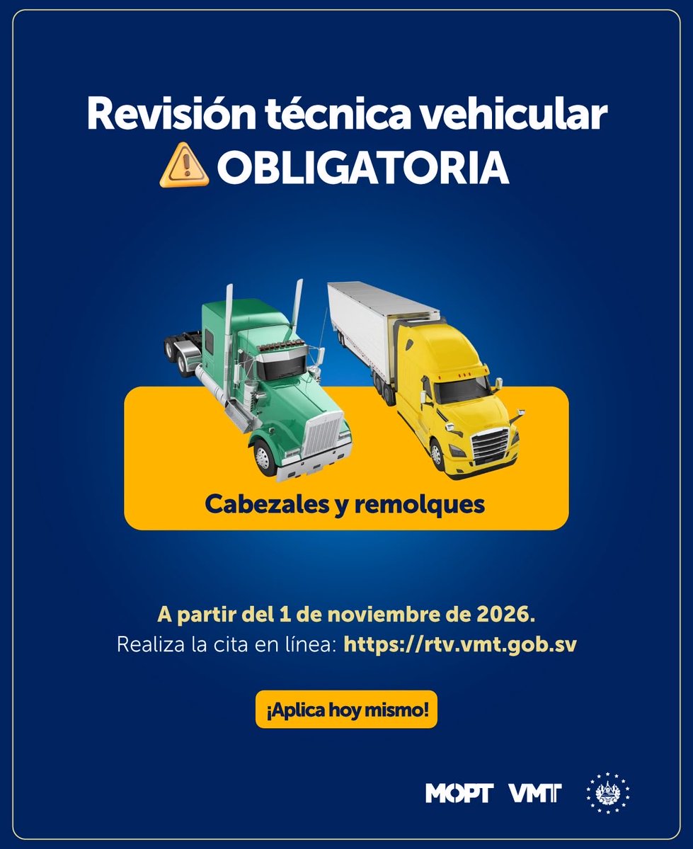 noticias4vision's tweet photo. #N4V | El viceministro de Transporte, Nelson Reyes, informó que a partir del 1 de noviembre será obligatoria la revisión técnica vehicular para los vehículos articulados de transporte de carga.

Las unidades que no cumplan con la revisión no podrán refrendar su tarjeta de circulación ni continuar operando.

Fuente: Nelson Reyes.