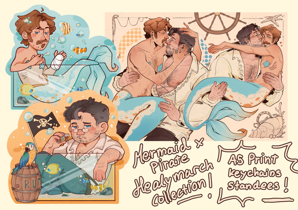 bnnyk00's tweet photo. Happy Halloween!! The Mermaid X Pirate Healymarch collection is up in my shop right now! You can get the Keychains, Standees and the A5 print! 🌊🐚 Link in my bio and down below! https://t.co/p75Lcl9Ivn